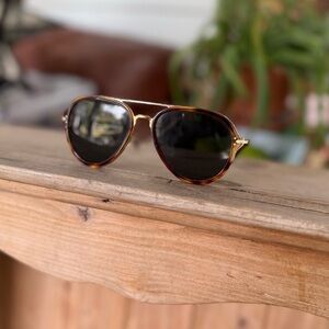 CELINE Classic dark lens Aviator tortishell Sunglasses